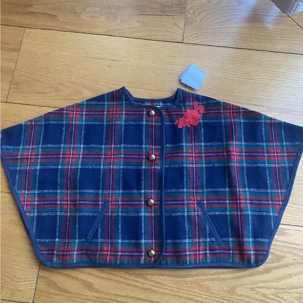 Baby Girl Janie And Jack Plaid Christmas Parka Cape Jacket Size 2T NEW NWT